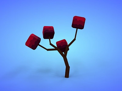 Voxel Tree 2.6 Model - 3D Lowpoly Game Asset red voxedit