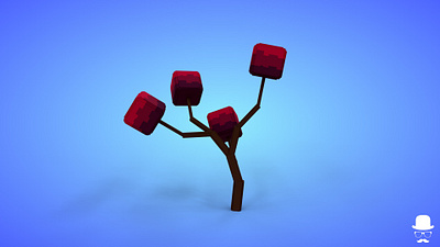 Voxel Tree 2.6 Model - 3D Lowpoly Game Asset red voxedit