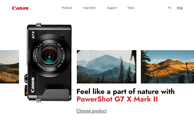 Website first page design for Canon product design graphic design ui ux