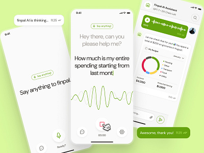 finpal: AI Finance Assistant App - Smart Finance Companion UIUX ai chatbot app ai finance app ai finance assistant ai finance companion chat ui clean figma ui kit finance app finance assistant finance companion finance ui finance ui kit minimal modern personal finance app simple soft virtual finance voice recording voice ui