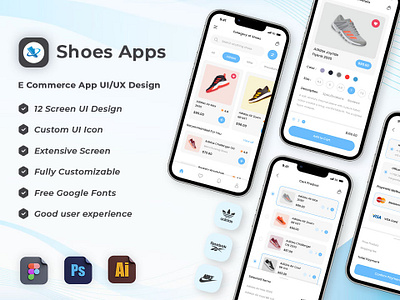 E Commerce App UI/UX Design app design ecommerce graphic design mobile app shoes app shopping app ui ui design uiux ux design