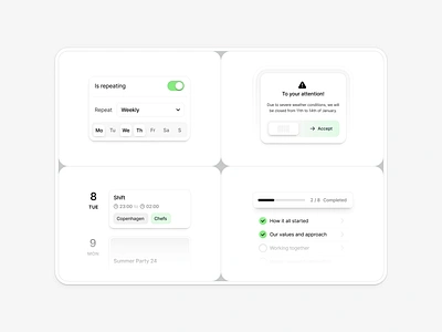 Monotree – features sections animation app bento features grid ill illustration landing page motion graphics product website productivity app saas product saas website todo list visual identity workforce app