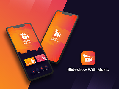 Slideshow With Music App UI app banner app design app ui graphic design slideshow with music app ui ui uiux design video app ui