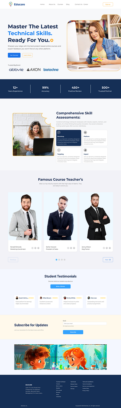 Education landing page UI design adobexd courseplatform educationaltechnology educationdesign elearning figma graphicdesign homepage landingpage materialdesign minimalistdesign onlinelearning responsivedesign studentportal teacherdashboard uidesign uiux userexperience userinterface webdesign