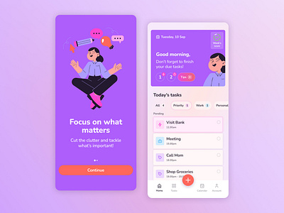 Task Management App app mascot ui mobile app productivity app schedule app task task management to do list ui design