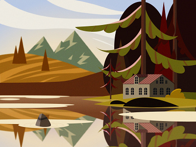 A house by the river design graphic design illustration