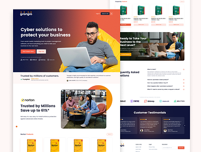 Grangia - Cyber solution landing page app design branding design figma illustration mobile design ui ui design ux design web design