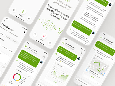 finpal: AI Finance Assistant App - Smart Money Companion UIUX ai finance assistant ai finance companion chart ui chat bubble chat ui chatbot ui clean figma ui kit finance app finance assistant finance chatbot finance companion finance ui finance ui kit green minimal minimal finance app mobile chatbot app simple voice ui