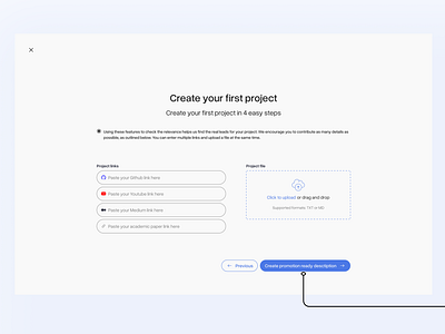 SaaS Project - Complete User Flow create project prd promote saas ui upload file user flow user journey yaml