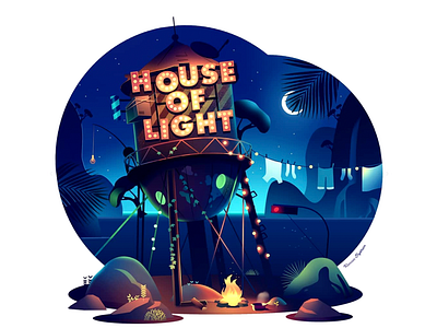 House of light adventure anime city cool design futur illustration island japan light neon pop print retro trystram