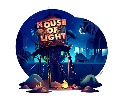 House of light adventure anime city cool design futur illustration island japan light neon pop print retro trystram