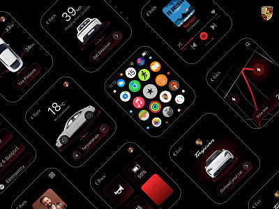 Car Control Smart Watch Concept app design car control creative ev car minimalism minimalist modern popular smart car app smart watch smart watch app ui smart watch user interface trending ui watch ui