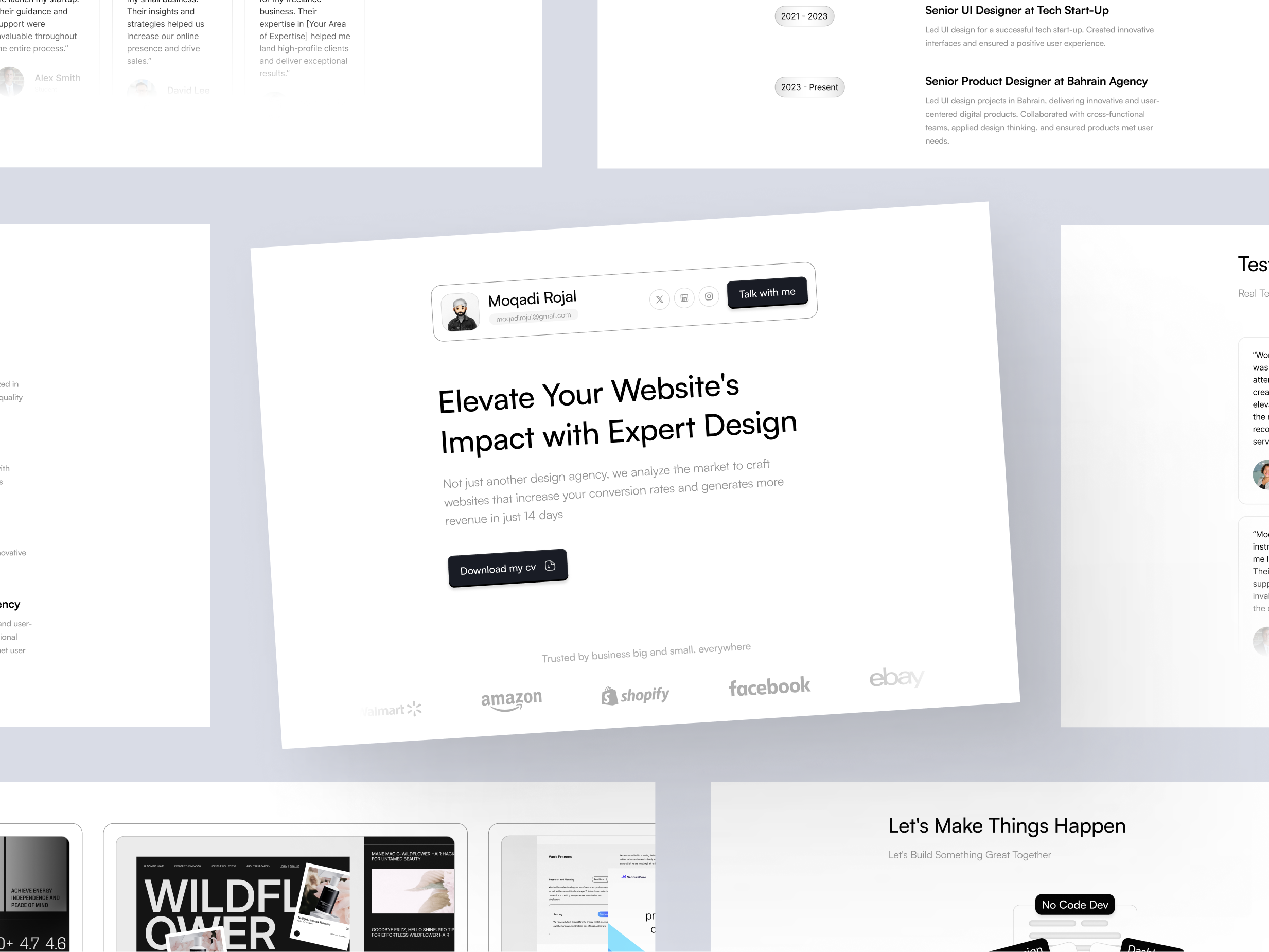 Moqadi - Personal Website clean design landing page management marketing minimalist modern personal website ui uiux ux website