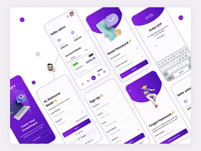 FXCRM Mobile App. 3d app creative crypto dashboard design digital product forex illustration interface login minimal mobile mobile app page product saas ui ui design ux
