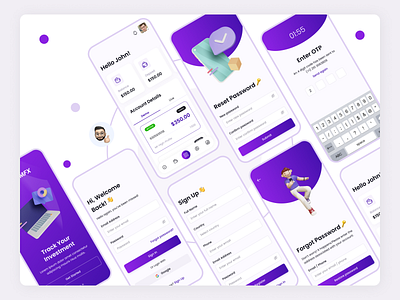 FXCRM Mobile App. 3d app creative dashboard design digital product illustration interface login minimal mobile mobile app page product saas typography ui ui design ux verification