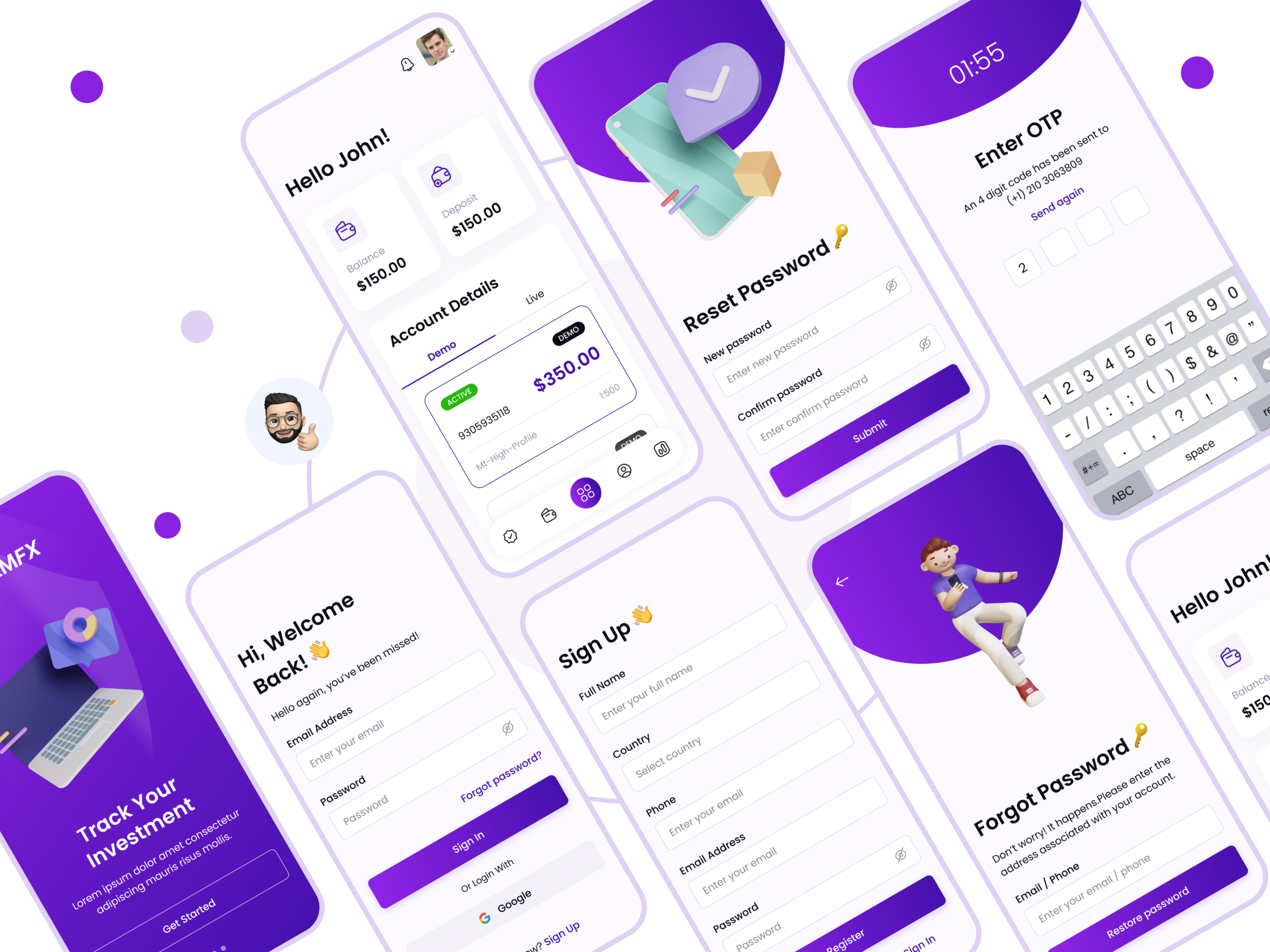 Example of Mobile App Design Concept ( 5 Screens)
