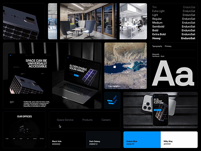 EnduroSat — Visual language b2b color scheme corporate grid masonry nanosat satellites type typography ui ux web design website