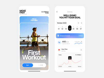 Health Mobile App 2024 trend blue daily goals fitness gym health health app health tracker mental health mobile app mobile ui ui user interface ux wellness workout