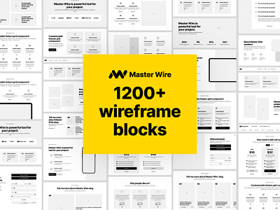 Wireframe Kit 1200+ blocks blocks card cards design figma figma ui gray kit layout mockup template text ui ux web web design webdesign wireframe wireframe ui yellow