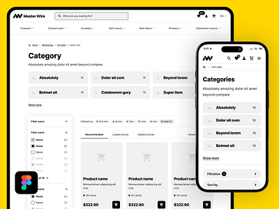 Ecommerce Wireframe Kit category clean design figma image kit landing mobile navigation page product tabs text typography ui ui ux ux web website wireframe