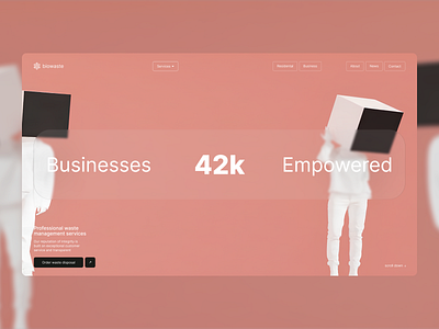 BioWaste - Modern Clean Minimalist Red Website Design awwwards clean company profile dailyui design experimental figma minimalist modern personal website red ui uiux ux waste disposal waste management web web design website website designer