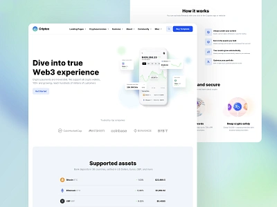 Web3 Landing page for Crypto App airdrop bitcoin blockchain coin crypto crypto app crypto startup crypto trading crypto wallet cryptocurrency de fi defi fintech framer framer template landing page nocode token web3 website template