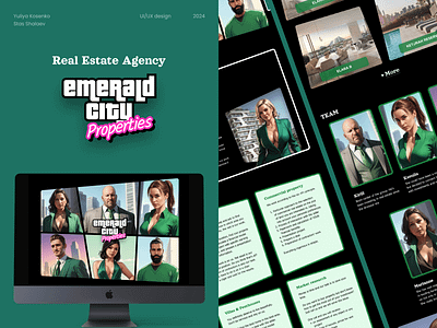 EMCITY - Real Estate Agency concept creative design emcity emerald city properties grand theft auto graphic design gta landing page modern real estate real estate website real estate landing page ui uiux ux visual design webdesign website