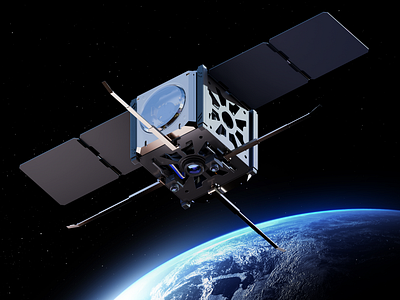 3D Satellite Illustration for Small Satellite Launch Platform 3d 3d artist 3d branding 3d design 3d illustration 3d isometric 3d model 3d modeling blender 3d cubesat illustration satellite satellite illustration shuttle spaceship sputnik