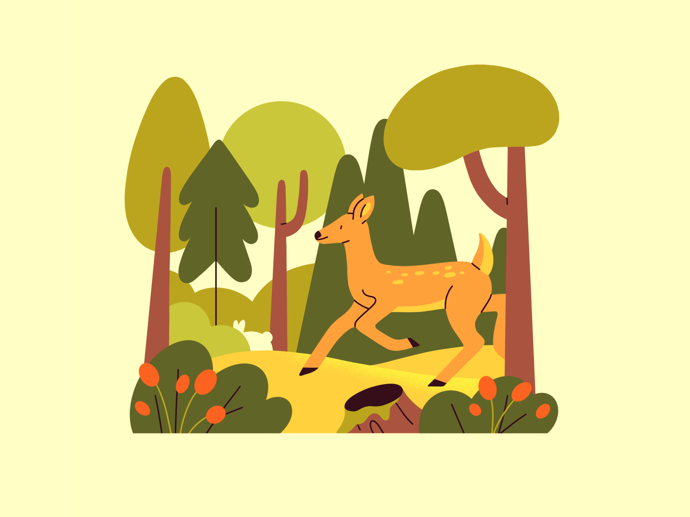 Fawn 2dillustration adobe illustrator animals challenge fawn forest illustration illustrator peachtober procreate shapes vector