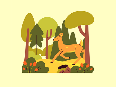 Fawn 2dillustration adobe illustrator animals challenge fawn forest illustration illustrator peachtober procreate shapes vector