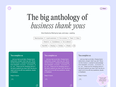 Thank you note generator 💌 cards design pastel tags thank you notes typography ui ux website