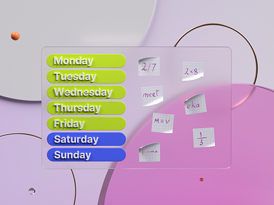 3D Weekly Calendar 3d art c4d calendar cinema4d colorful design meeting notes render weekly