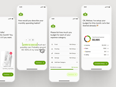 finpal: AI Finance Assistant App - Expense Tracker Onboarding UI ai budgeting app ai chatbot app ai finance app ai finance compaion budget app budget monitor app budget tracker app budgeting app clean expense tracker app finance assistant finance companion finance design system finance onboarding finance ui finance ui kit green minimal modern simple