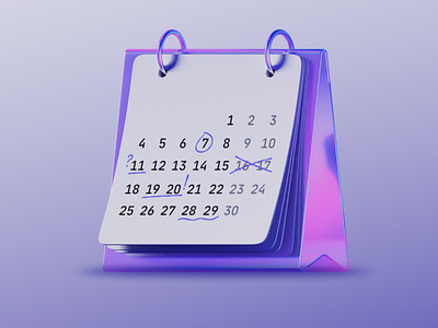 Calendar 3d 2d design 3d animation blender chrome graphic design icon magic motion graphics neon pencil