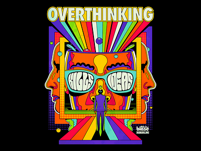 Overthinking kills ideas colorful colorful art design illustration overthink popart psychedelic retro sixties surrealism typography vector vintage