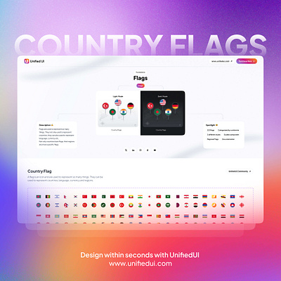 Flags - UnifiedUI component components design figma flags minimal properties ui ui ux unified ui unifiedui ux variants web design website