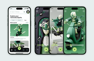 Mindwipe - screens 3d animation case characters design mindwipe mobile scooter skate ui ux vampire