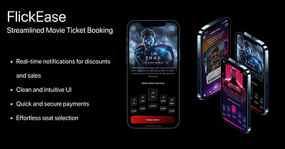 FlickEase - Movie Ticket Booking App appdesign mobile mobileui ticketbooking ui uiux