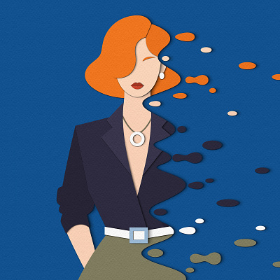 Disintegration blue conceptual disintegrate editorial illustration orange people woman