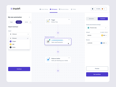 Dropdefi || Workspace ⚡️🏌🏼 ai automation connect wallet crypto design ui web3 website