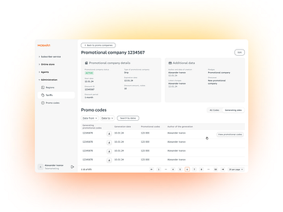 Admin Interface for management of a SIM cards admin telecom ui ux web