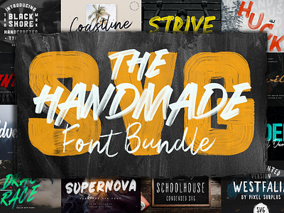 The Handmade SVG Font Bundle advertising bitmap branding bundle display font font bundle graphic design hand drawn handmade logo marketing movie natural organic painted svg texture textured type typeface