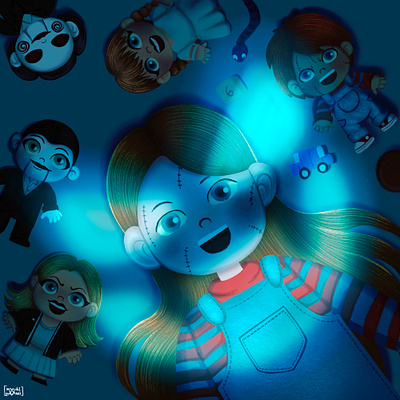 October Day 3 : Wanna Play ? animation art book childern childernillustration chucky cute art design halloween halloween art illustration illustrationbook photoshop procreate spookyart