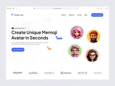 Hero page exploration for memoji's ai hero page memojis website exploration