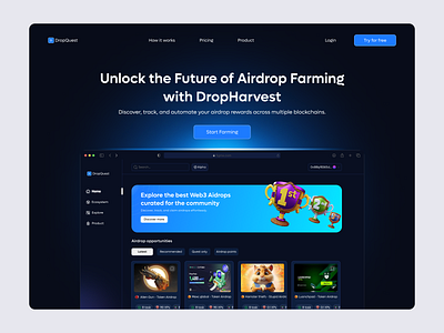 DropQuest - Landing page ai crypto landing page web3 website