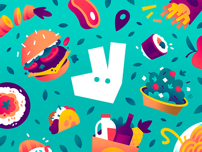 Deliveroo app apple burger colour deliveroo delivery drawing food fries illustration london minimal pasta pattern pizza salad shopping simple takeaway texture