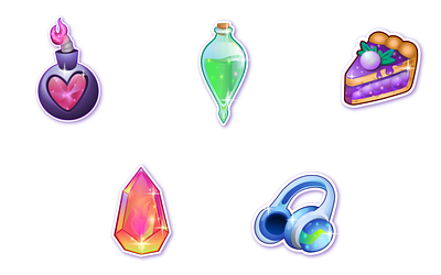 Icon set for a magic, modern RPG game design game illustration ui vector