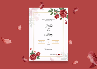 Wedding Invitation Card - DailyUI78 card code dailyui dailyui078 dailyui78 design dress flowers invitation invite mariage red save the date ui ux wedding