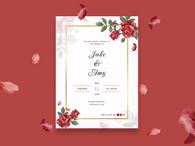 Wedding Invitation Card - DailyUI78 card code dailyui dailyui078 dailyui78 design dress flowers invitation invite mariage red save the date ui ux wedding