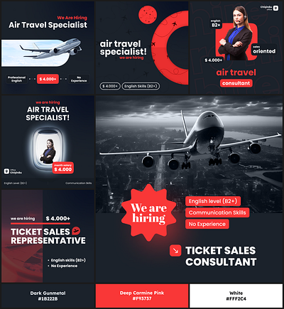 Social Media Banners for hiring Air Travel Specialist ads advertising banners design facebook graphic design instagram post social media social media banners